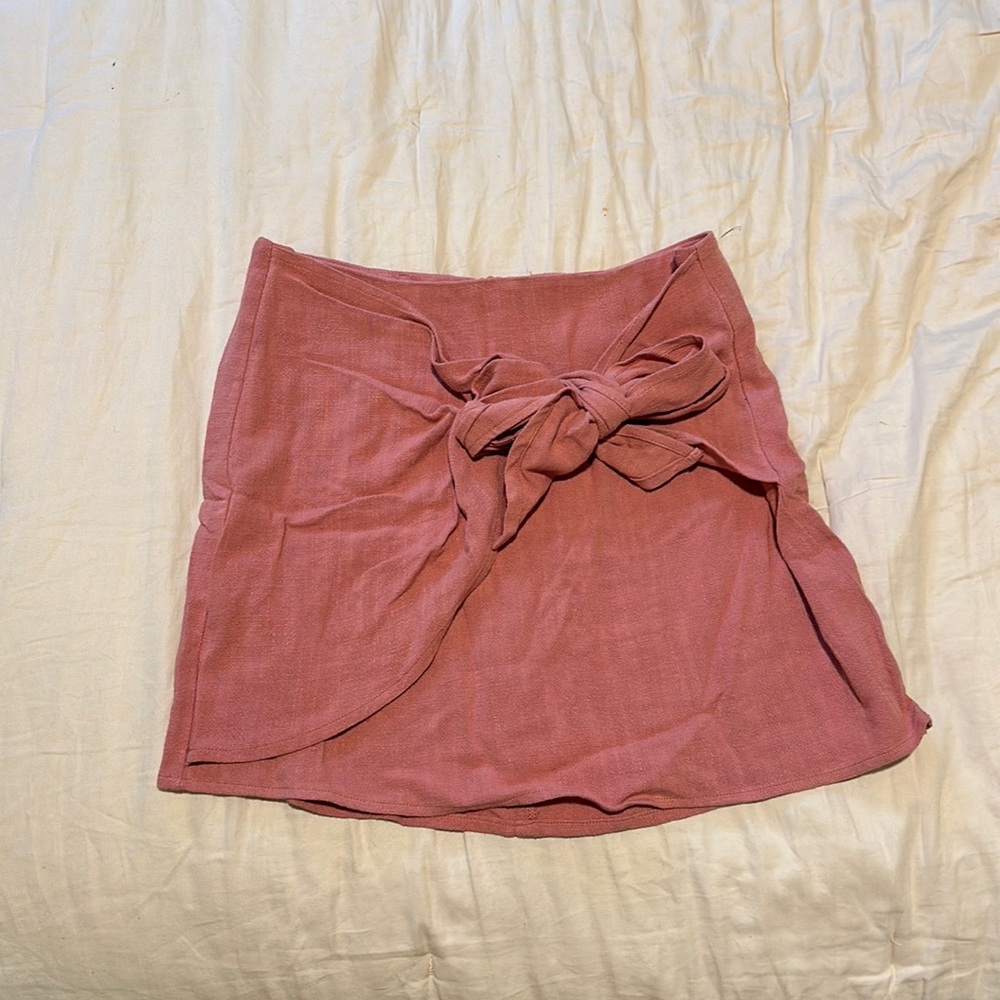 Pink mini front tie skirt